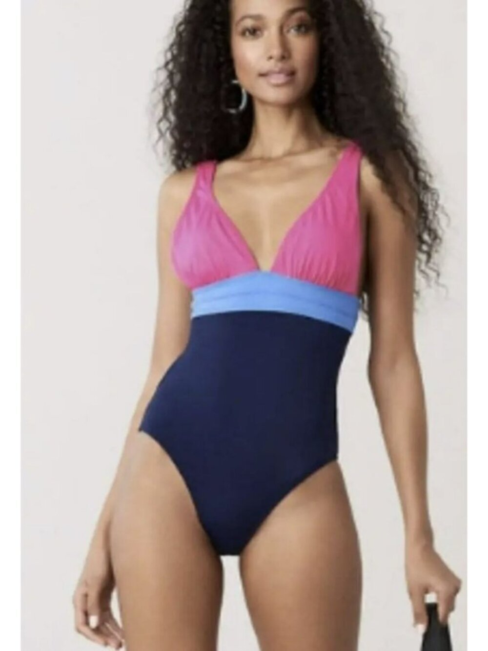 Diane Von Furstenberg Colorblock One-Piece Swimsuit Size Small New